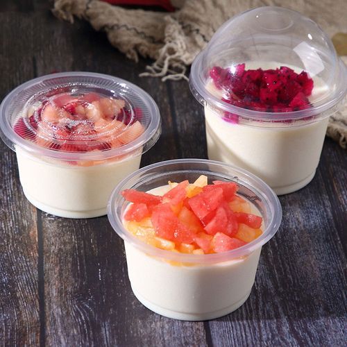 一次性布丁杯塑料带盖透明双皮奶杯一次性打包碗果冻杯家用慕斯杯