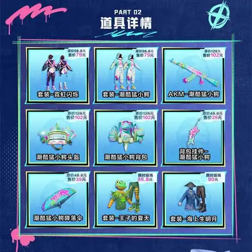 出现了潮酷猛小鳄,霓虹闪烁等皮肤,甚至还有王子的夏天,海上生明月等