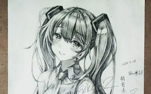 手绘1000分钟画出一张4开的初音未来她给了你最初的音你给了我最初的