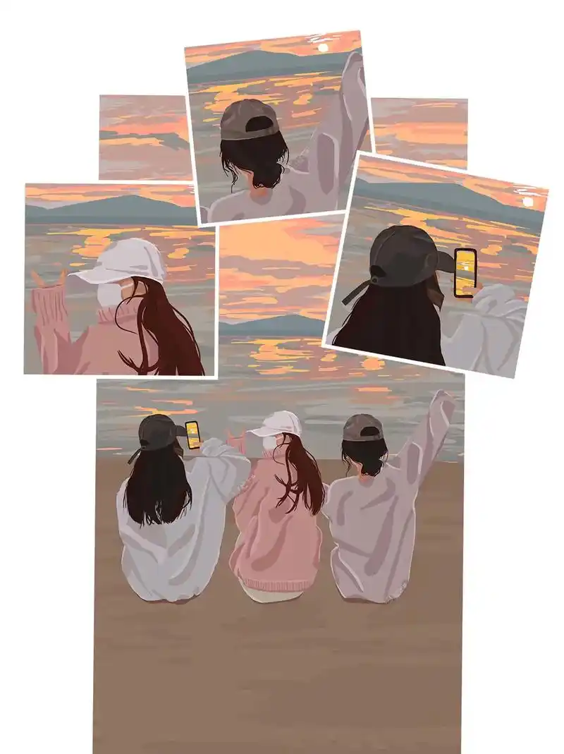 可爱头像 #三人闺蜜头像 #聊天背景图 #唯美 - 抖音