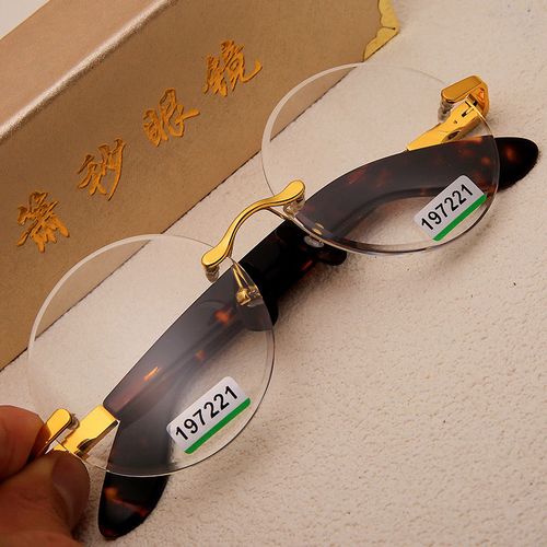 纯天然透明水晶无色圆形无框眼镜清凉明目太阳镜复古定制近视眼镜