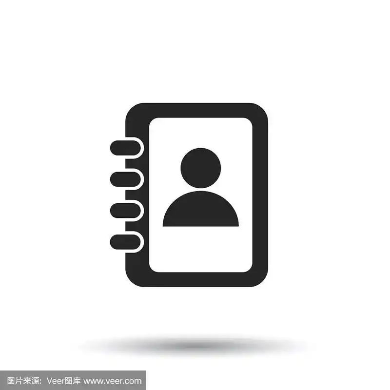 通讯录图标.联系注意平面矢量插图上的白色背景.