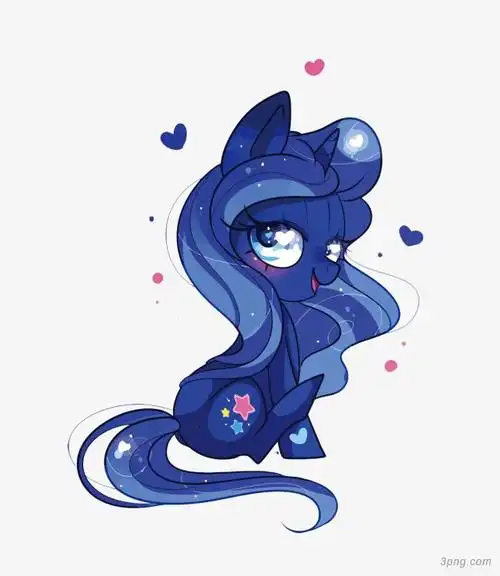 矢量蓝色卡通小马png素材透明免抠图片卡通手绘