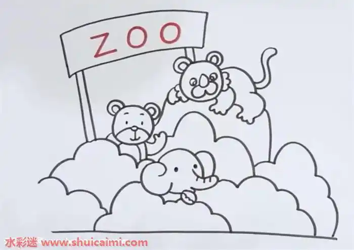 动物园怎么画动物园简笔画简单又漂亮彩色