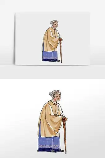 水墨古代古风老夫人