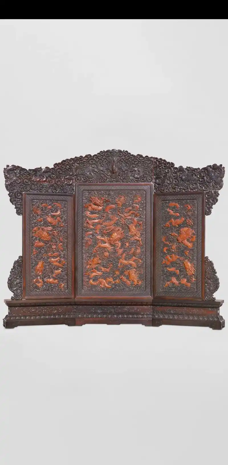 清/【紫檀木嵌黄杨木雕云龙图屏风】/故宫博物院藏.   屏风 - 抖音