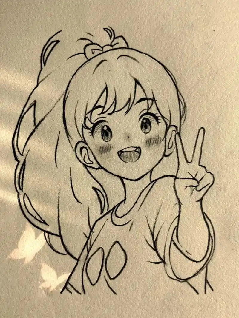 简笔画详细教程 #手绘临摹 #高马尾教程  高马尾是我青春 - 抖音