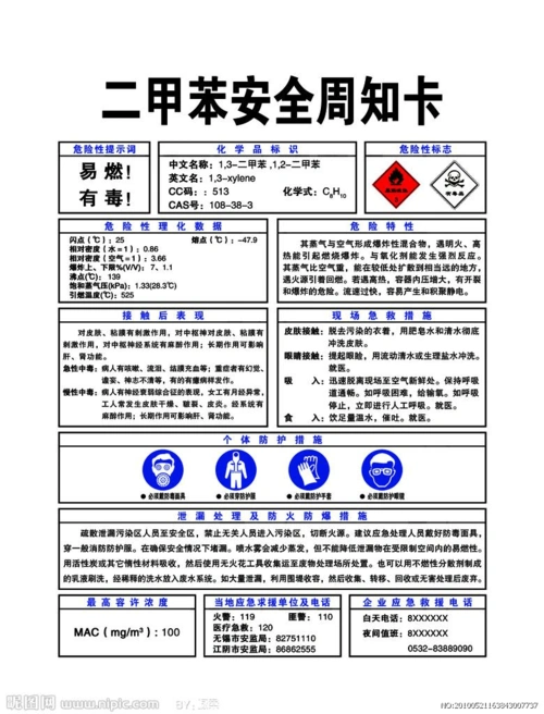 二甲苯安全周知卡
