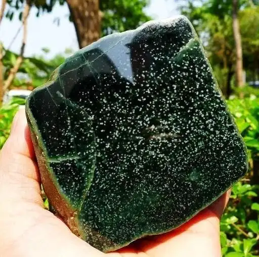 原创如梦如幻似风雪一一极品墨翠雪花棉原石欣赏