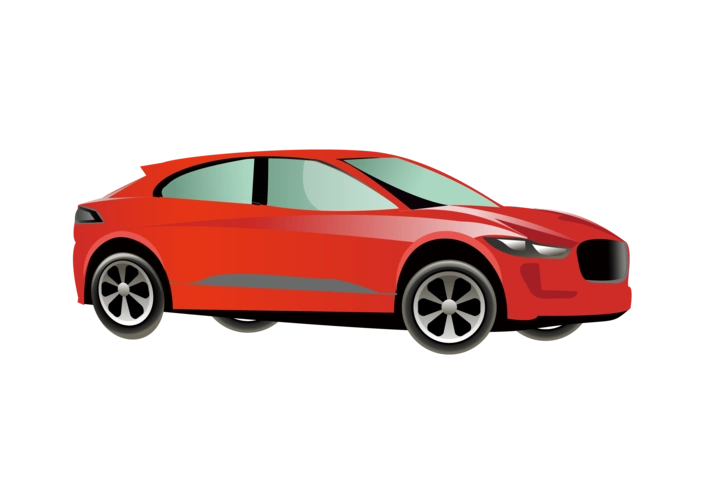 矢量红色小轿车卡通图片