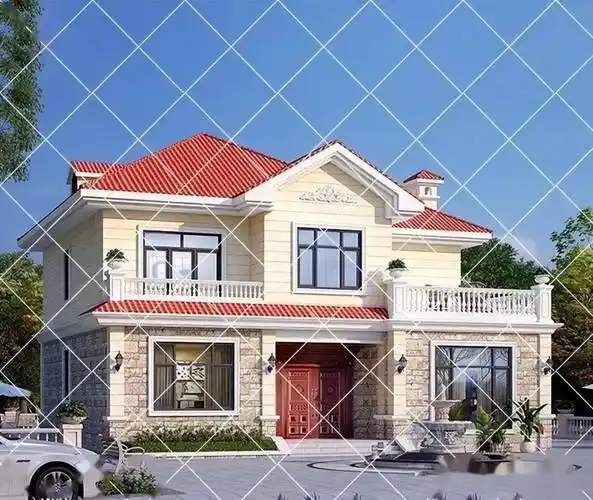 带露台二层农村小别墅 50套带露台的农村二层别墅设计图_图纸_信号