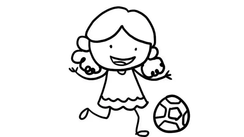 简笔画图片简笔画足球女孩小女孩在踢足球简笔画踢足球的小女孩简笔画