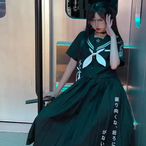 原创正统jk制服不良少女暗黑系刺绣水手服班服学院风日系百褶套装