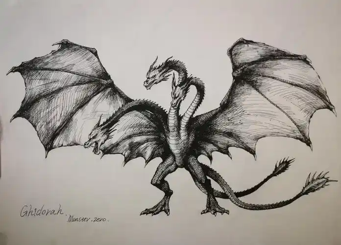 【手绘】《哥斯拉2:怪兽之王》基多拉手绘万代shm《哥斯拉2:怪兽之王