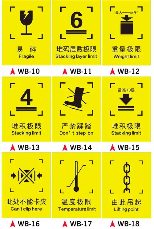 外包装箱标识小心轻放防雨防潮图标运输标志储运标志怕湿小心轻放勿压