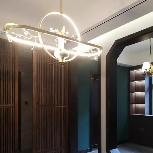 铜玄关吊灯轻奢闪电客新中式茶室餐厅艺术工作室灯