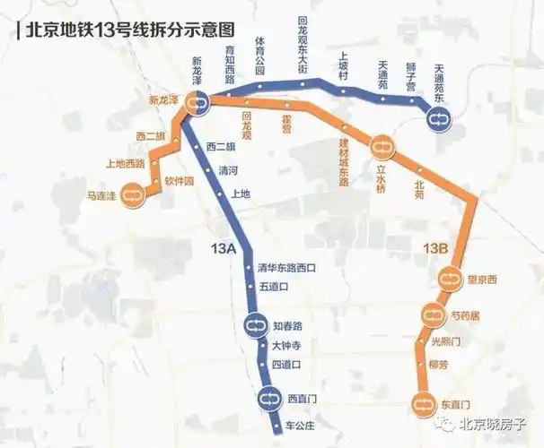 13号线拆分最新线路图:13b 评价范围内车站14 座(不含新建车站建材城