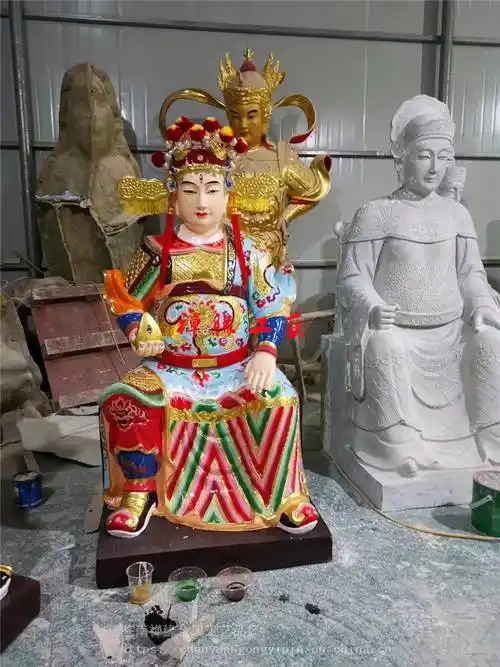 五显大帝玻璃钢彩绘五显灵官树脂贴金神像定制
