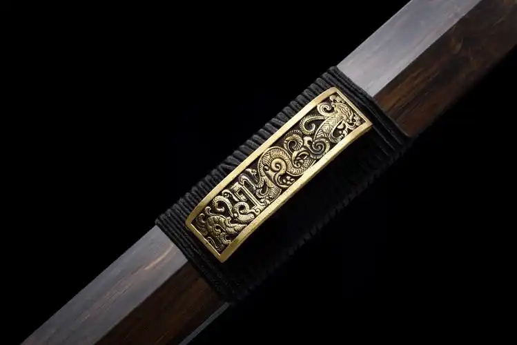 黑檀瓦面汉龙扁柄汉剑汉剑花纹钢