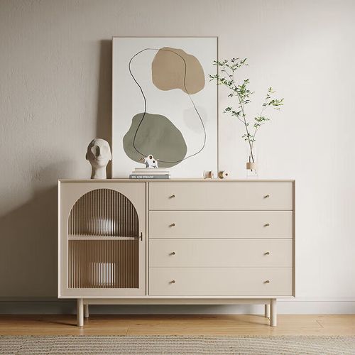 生态宜家茶水柜奶油风现代简约餐边柜酒柜靠墙极简客厅家用厨房碗柜边