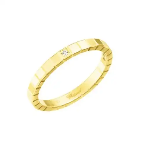 【包税】chopard/萧邦 经典款ice cube 女士金色18k金镶钻冰块戒指