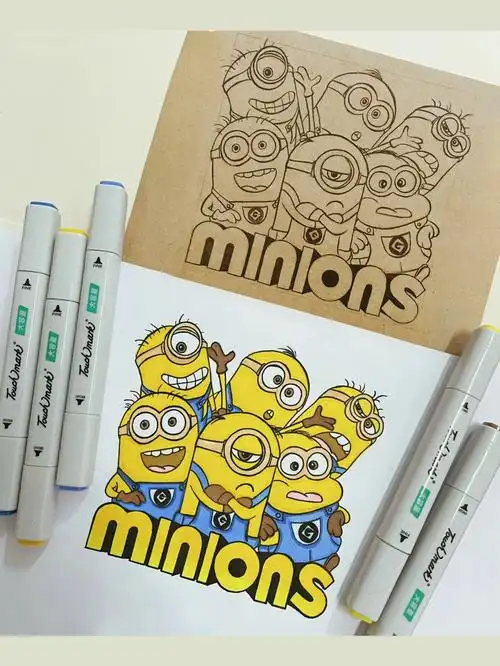 我的小黄人终于上色了马克笔手绘简笔画