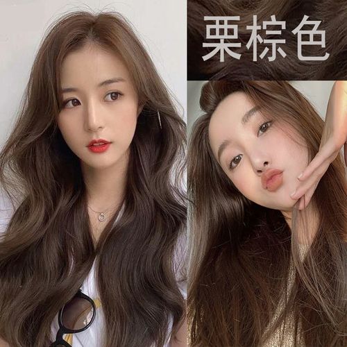 棕色染发膏剂年新款流行黄色显白植物亚麻灰棕染头发巧克力色低调显白