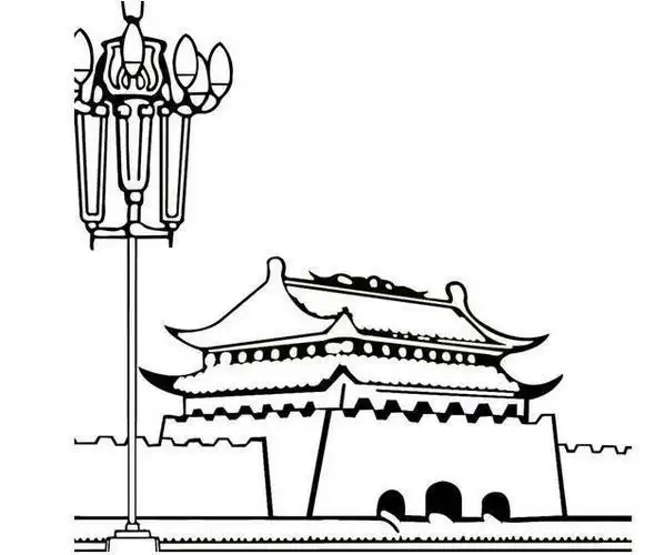 长安门的简笔画怎么画彩色