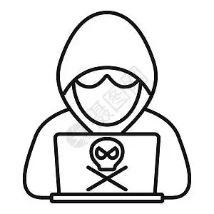 白色背景的网络设计现代黑客矢量图标大纲现代黑客图标大纲样式插画