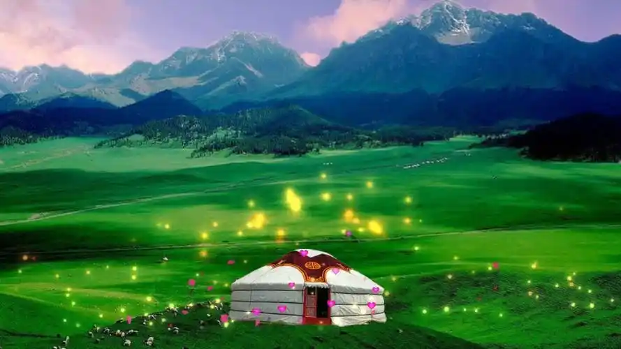 草原蒙古包蓝天白云在那遥远的地方led背景视频素材