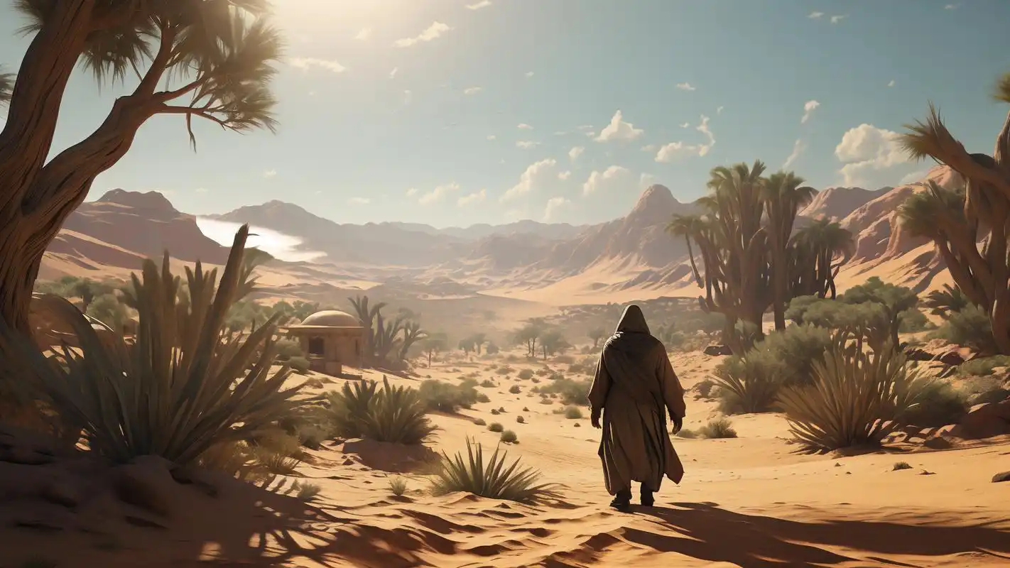 孤独沙漠行者壁纸🏜️ 穿越无垠沙漠,孤独行者踏上征途.