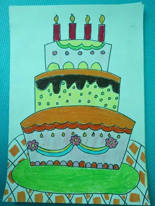 闽中物流城幼儿园第四期儿童绘画班第六次主题画《生日蛋糕》