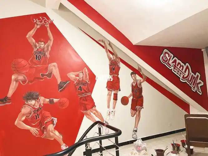 墙绘_壁画_灌篮高手_彩绘_篮球_壁画墙绘_潮流_潮流艺术_涂鸦