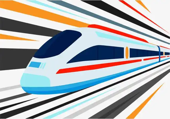 彩色现代地铁列车矢量图