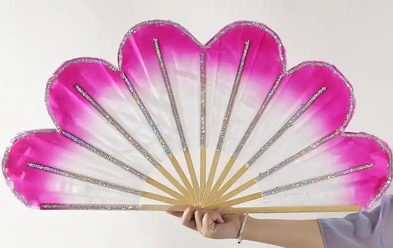 长扇子舞扇子 朝鲜舞扇子盛开的金达莱 舞蹈扇子跳舞扇一对基督教