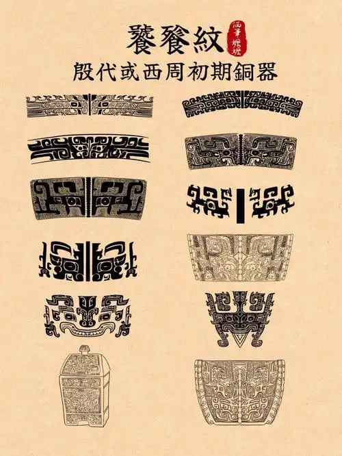 中国传统纹样临摹饕餮纹