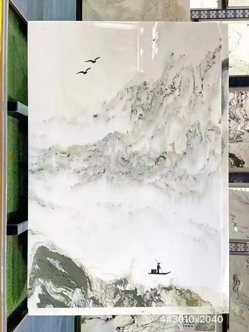 天然山水画大理石客厅电视沙发背景墙