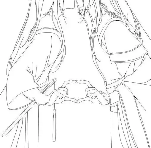 黑白线稿橡皮章素材动漫魔道祖师忘羡