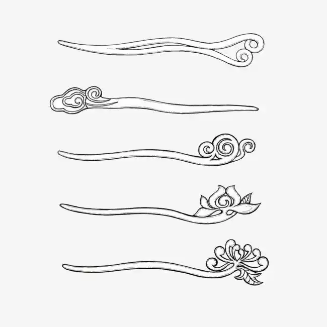 手绘古风金玉蝴蝶发簪插画