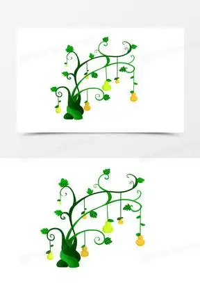 手绘卡通葫芦藤蔓素材