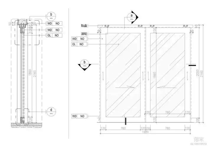 玻璃明暗推拉门施工图下载