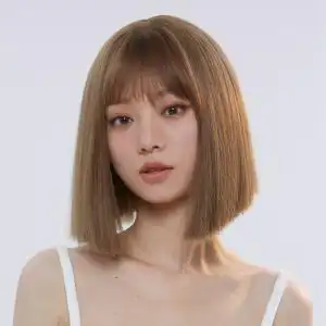 lucy lee蜜糖亚麻空气刘海齐肩发短发假发女利落剪裁个性整顶头套