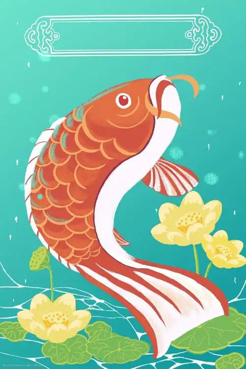 创意中国风荷塘锦鲤背景素材