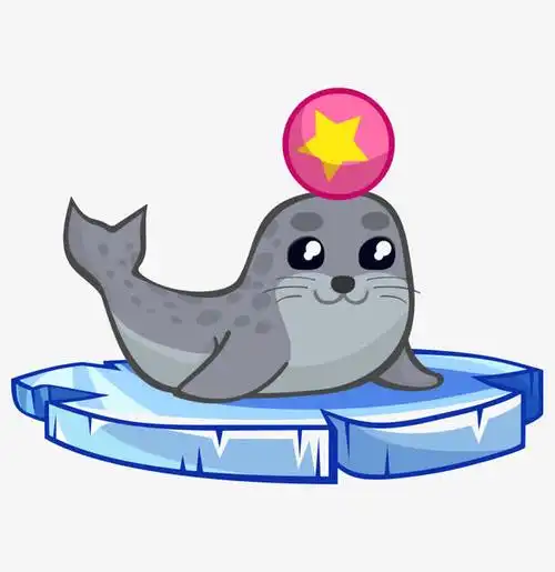 卡通手绘灰色海狮玩球