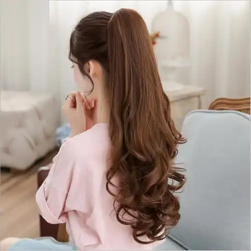 假发韩系女超超长梨花马尾发辫夹子长卷卷发马尾