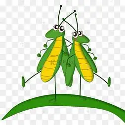 两个卡通蚱蜢png素材