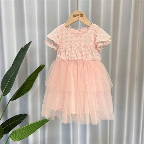 3岁女童连衣裙夏装韩国2020年夏季4白色粉色纱裙蛋糕裙18个月韩版