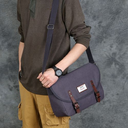 满江红潮牌帆布包大容量休闲单肩包斜挎包邮差包男士多功能商务包