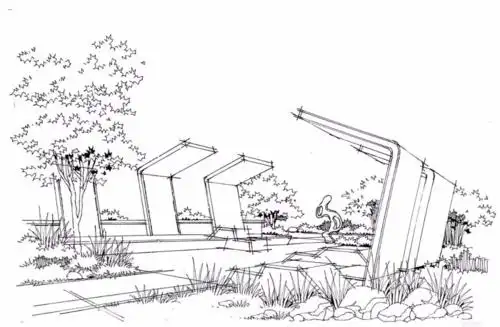 景观手绘黑白线稿绘制过程