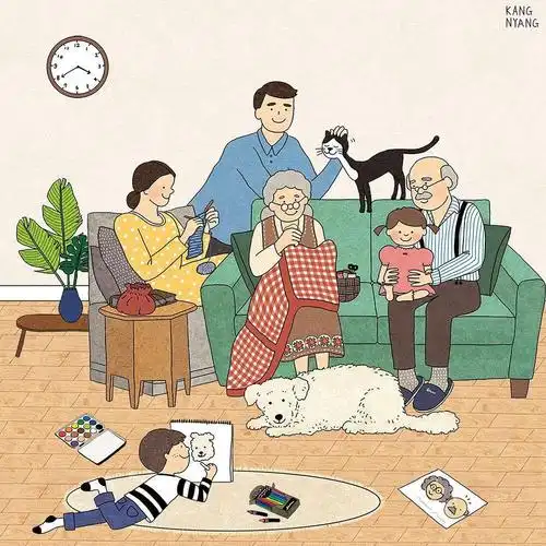 插画,合美的一家人_装修达人_装修头条_齐家网